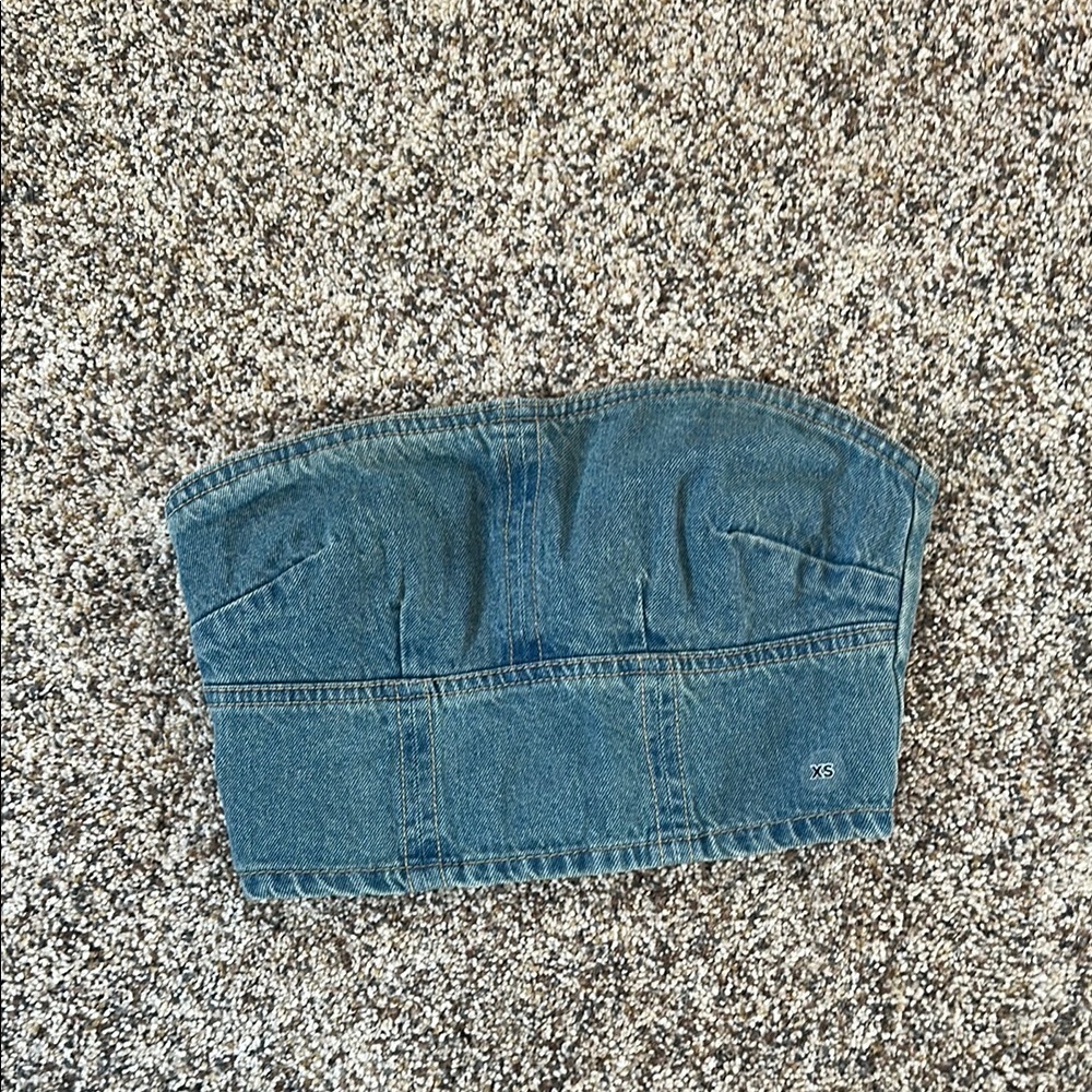 Denim Strapless Top